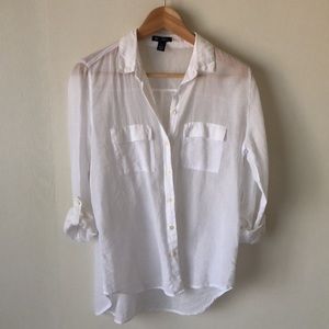Sheer Boyfriend Fit White Blouse